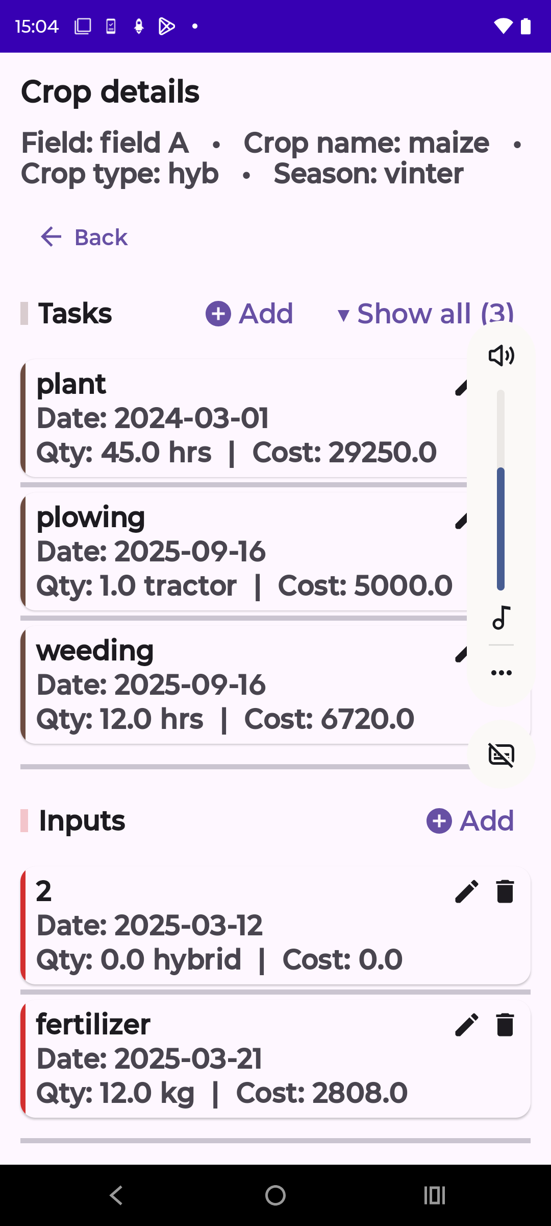 Crop details screenshot
