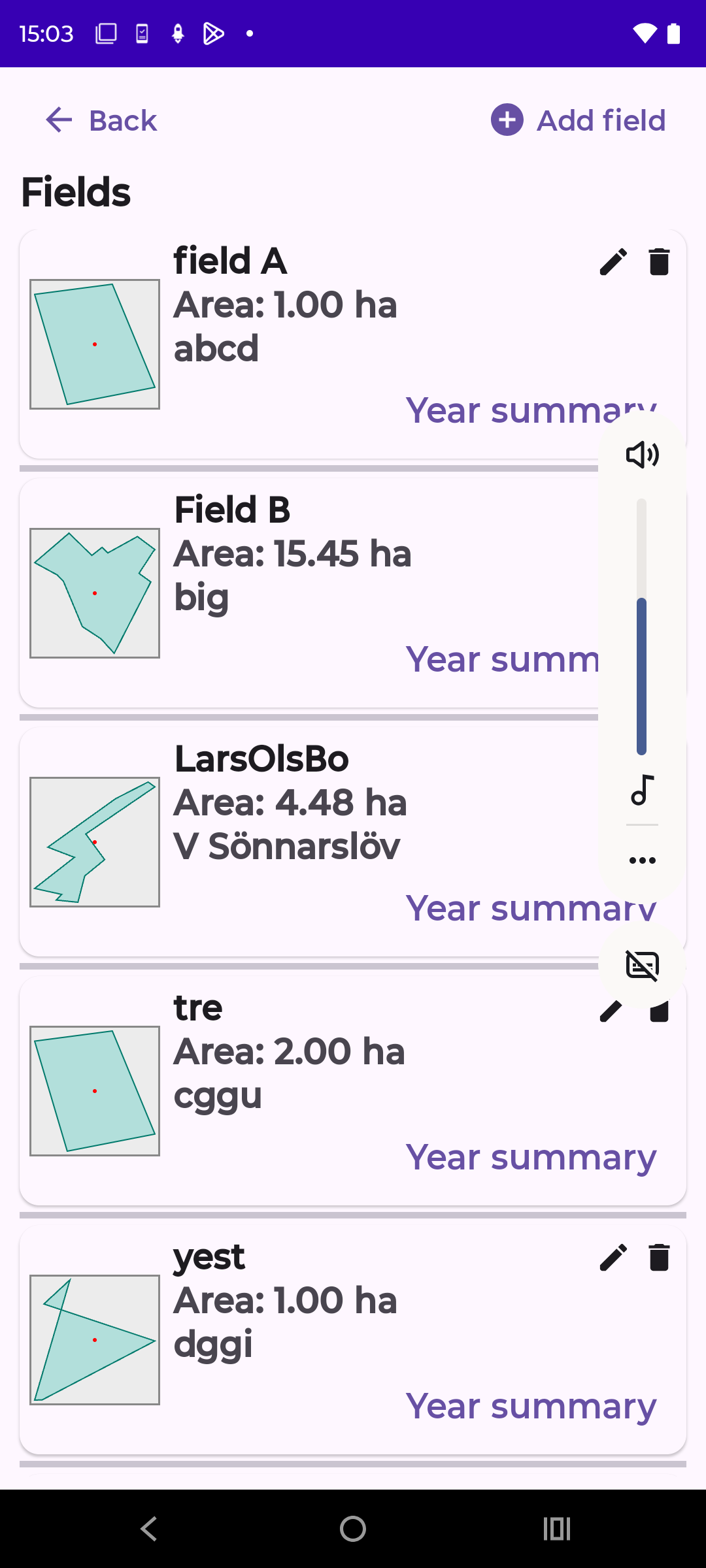 Fields list screenshot